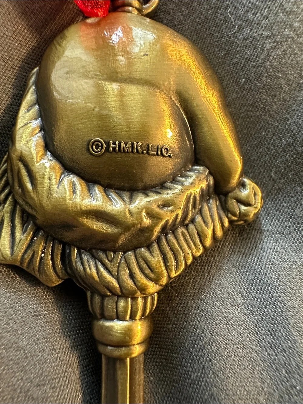 Hallmark Gold Santa Key Ornament with Red Ribbon
